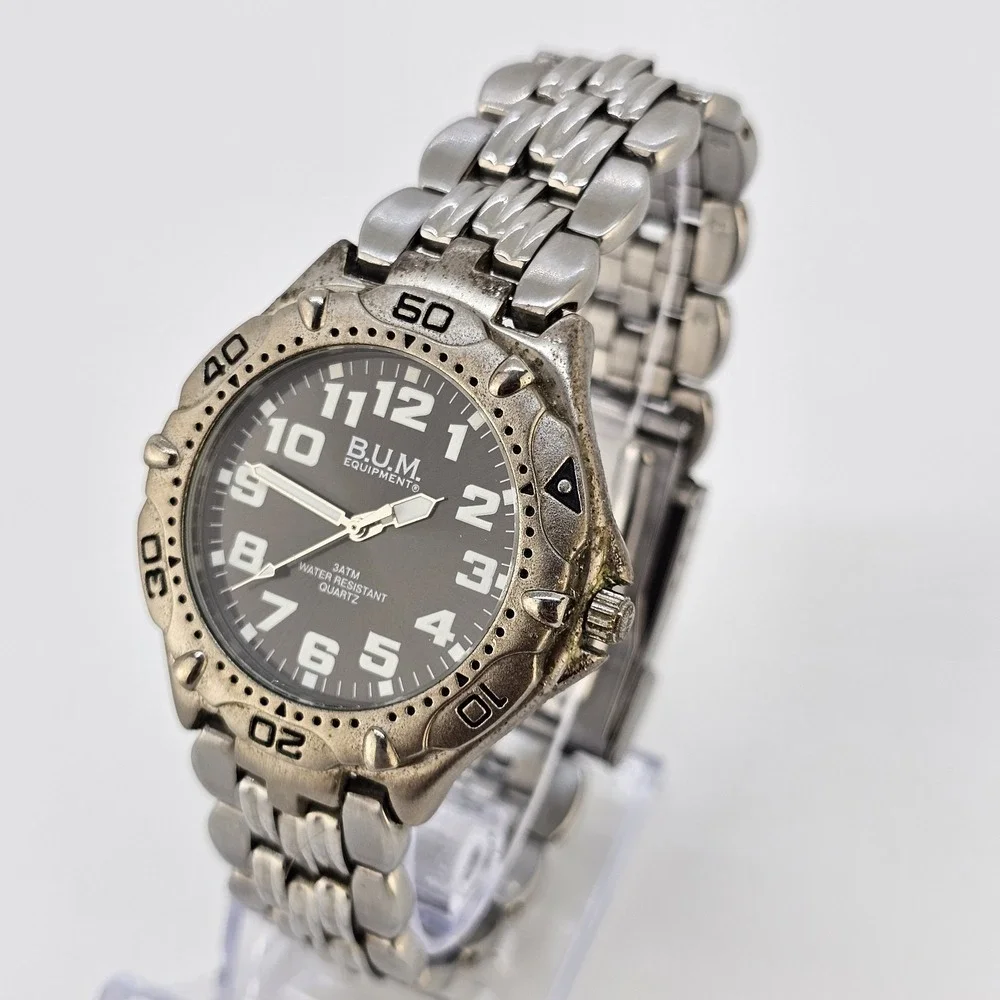 BUM Equipment Men's Analog Watch 38MM Black Dial Gray Band 7.5